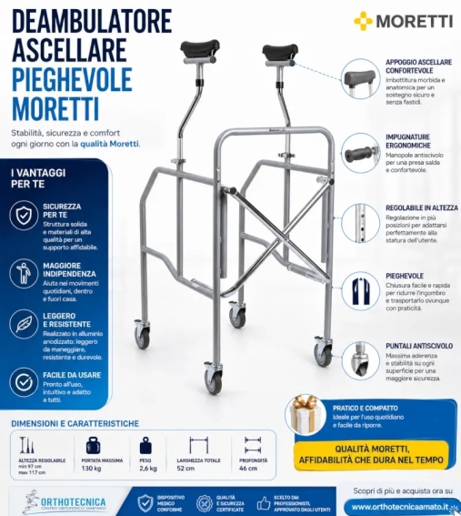 Immagine 3 di Deambulatore ascellare pieghevole moretti